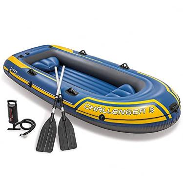 Imagem de LMJYU Conjunto de barco inflável com bomba e remos, canoa inflável, barco de pesca portátil, barco para adultos e crianças