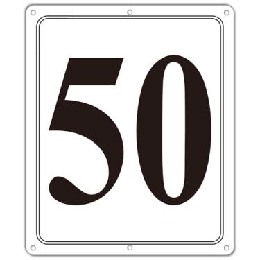 Imagem de i-CowFun Placa numerada de metal premium ao ar livre, refletiva de 30,5 x 25,4 cm placas numeradas de alumínio grande 50 para estacionamento, quadra de tênis, campo, armazém, corredor, edifício, doca