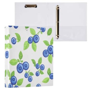 Imagem de Qilmy Organizador de fichário redondo de mirtilos frescos, fichário de 3 anéis com prancheta para material de escritório escolar 5