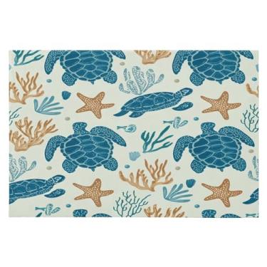 Imagem de CEBUGI Tapete de área 60 x 90 cm macio lavável tapete antiderrapante com suporte de borracha tapetes de área de tartarugas marinhas para sala de estar, quarto, decoração de casa