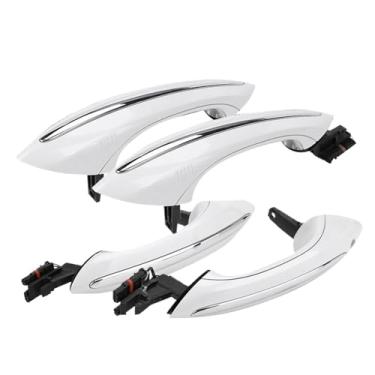 Imagem de Conjunto de 4 maçanetas externas brancas Comfort Access para portas, compatíveis com BMW Série 5, 6 e 7 (F07, F10, F11, F06, F12, F13, F01, F02) - Código: 51217231931
