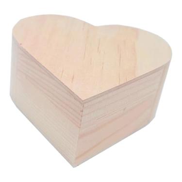 Imagem de oshhni Caixa de madeira inacabada em formato de coração para joias, lembrancinhas e objetos de decoração. Ideal para projetos DIY (faça você mesmo) com, 9.5 Cm X 9.5 Cm X