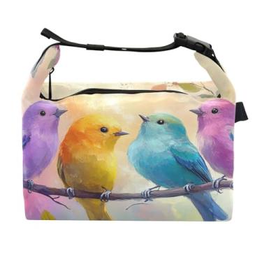 Imagem de STAYTOP Linda lancheira colorida de pássaro com fivela de alça, lancheira isolada para meninos e meninas, lancheira térmica para trabalho escolar