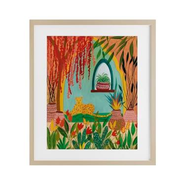 Imagem de Stupell Industries Impressão emoldurada Lone Leopard Among Botanicals Birch Under Glass, design de Nabeela Rumi, 16 x 13