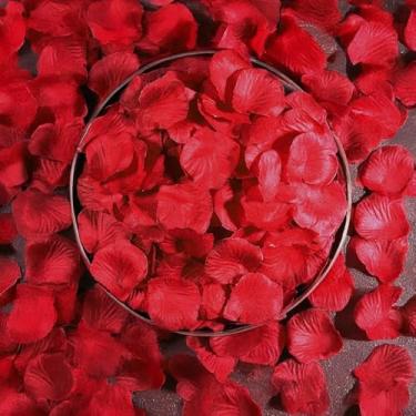Imagem de Conjunto de 1000 pétalas de rosa vermelha para noite romântica para ela, pétalas artificiais de flores de rosas para noite romântica, decoração de dia dos namorados e casamento, evento, festa