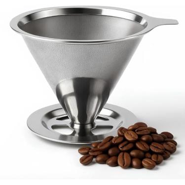 Imagem de Coador de Café Premium, Aço Inoxidável, Grande, Lavável, Reutilizável, Sem Filtro, para Cozinha