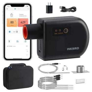Imagem de INKBIRD Controlador de temperatura para churrasco Wi-Fi e Bluetooth, termômetro automático para ventilador de defumador, com 4 sondas para ovo verde, Kamado Joe, Primo, churrasqueiras de cerâmica, com