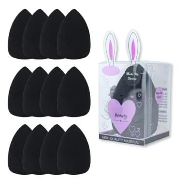 Imagem de Kit 12 Esponjas Gota Média Preta Maquiagem Make Cremosa Base