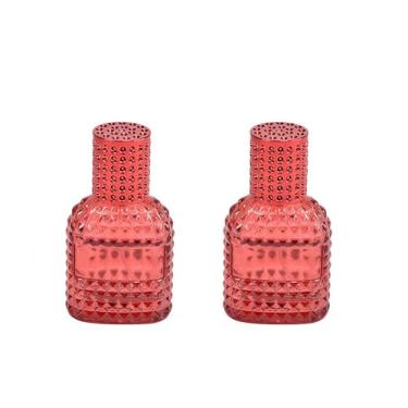 Imagem de Gyaxiang Atomizador de perfume de vidro colorido vermelho de 30 ml, 2 frascos de spray de perfume vazios recarregáveis para viagens, frasco de spray portátil, recipientes pulverizadores de névoa fina