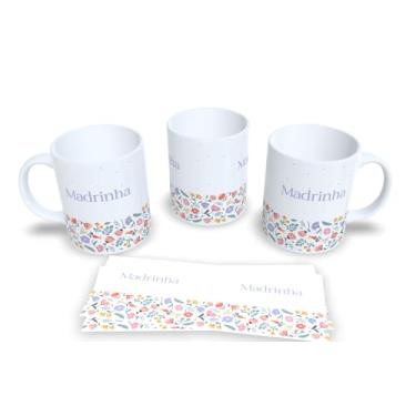 Imagem de Caneca de Cerâmica Personalizada Dinda eu amo você, Design Floral com Coração, Branca (9)