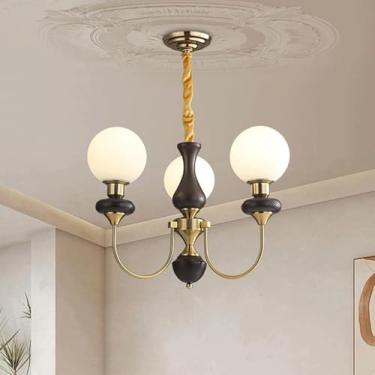Imagem de Lustre moderno com esfera de vidro branco, estilo Sputnik, corpo em metal dourado, luminária pendente de meados do século XX com altura ajustável, estilo nórdico antigo, para iluminação inte