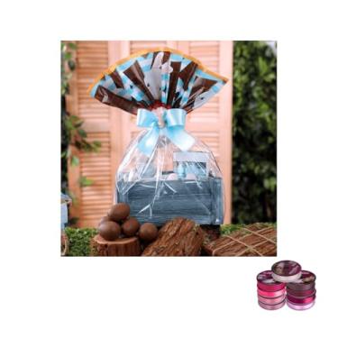 Imagem de Kit Saco Incolor 45x60cm com Fita Cetim 22mm 50 Metros