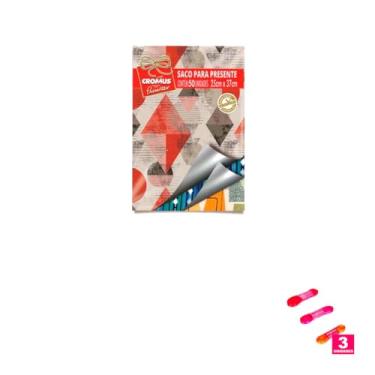 Imagem de Kit Saco Metalizado 30x44cm com 50 Unidades e Fita de Cetim 22mm x 10 Metros