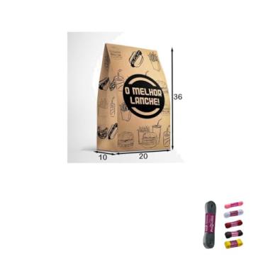 Imagem de Kit Saco SOS 10kg Impresso Lanche C/50 + Fita Cetim 30mm x 10mts