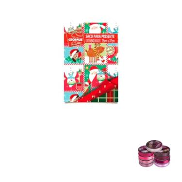 Imagem de Kit Saco Metalizado 35x54cm Com 50 Unidades + Fita Cetim Rolo 22mm 50 Metros