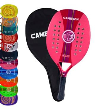 Imagem de Raquete Beach Tennis Carbono Profissional Com Capa Protetora Treino e Competição (Rosa Neon)