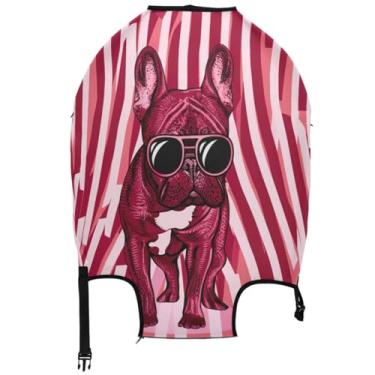 Imagem de Joisal Capa protetora de bagagem listrada para cães buldogue francês vermelho, antiarranhões, itens essenciais de viagem para mulheres, estampas, Bulldog francês vermelho listrado, L, Fits 26-28 Inch