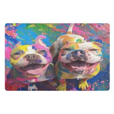 Imagem de Joisal Tapetes para cães de tinta colorida 81 x 50 cm, tapete de boas-vindas para ambientes internos e externos