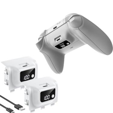 Imagem de Tangxi Bateria Recarregável do Controlador para X box Series X/S, Bateria de 1400mAh Com Cabo de Carregamento USB C, Display LED Digital (Branco)