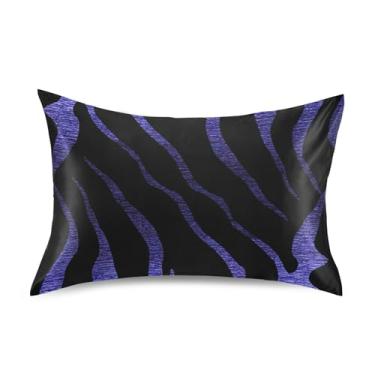 Imagem de King Queen Fronhas Padrão Estampa Zebra Roxa Cetim Preto Impressão Personalizada Cama Extra Macia Cama King Size 101.6 cm x 50.8 cm