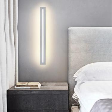 Imagem de GZZBMY LED apliques de parede moderno design metal alumínio candeeiros de parede minimalistas longa interior iluminação para quarto cabeceira sala de estar corredor escadas (branco luz neutra, 120 cm)