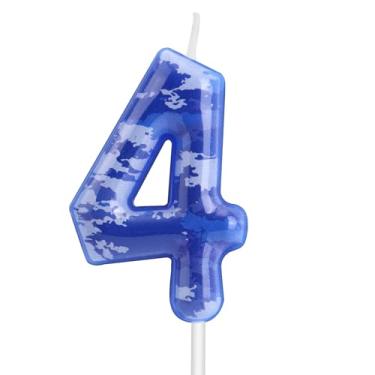 Imagem de Velas Aniversário Número Camuflado, Velas Camo Topper de Bolo Tema Exército para Meninos Decorações Festa Aniversário Camo Suprimentos Festa Tema Caça (Número 4)