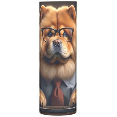 Imagem de Chow Chow Cachorro fofo filhote de cachorro vaso de flores bonito vaso alto plástico personalizado decoração de apartamento estética, 30 cm x 9,9 cm