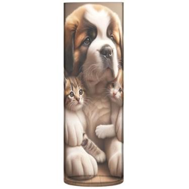 Imagem de Vaso cilíndrico para cachorro fofo para animais de estimação, gato, buquê de flores, grande, personalizado, decoração de banheiro, 30 x 9,9 cm