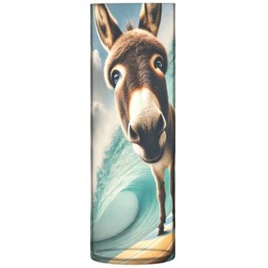 Imagem de Vasos cilíndricos decorativos de animais burros fofos para flores, vasos altos para flores, decorações de outono personalizadas para casa, 30 cm x 9,9 cm