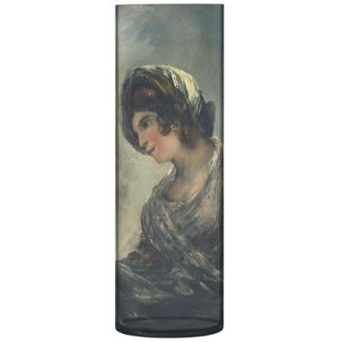 Imagem de Francisco Goya Milkmaid Bordeaux Vasos cilíndricos para centros de mesa, vaso redondo de plástico personalizado, decoração floral fofa para sala de estar, 30 cm x 9,9 cm