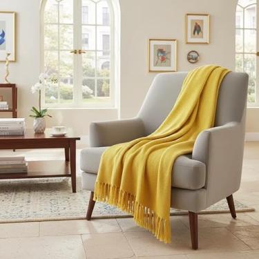 Imagem de Manta Para Sofá 2,40x1,80m 100% Algodão Artesanal (Amarelo)