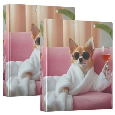 Imagem de Chihuahua Relax Luxury Print 3 argolas de 3 cm comporta 200 folhas padronizadas pastas de carteira de anel redondo fichário de escritório, 31,5 x 27 x 6 cm, 1 pacote