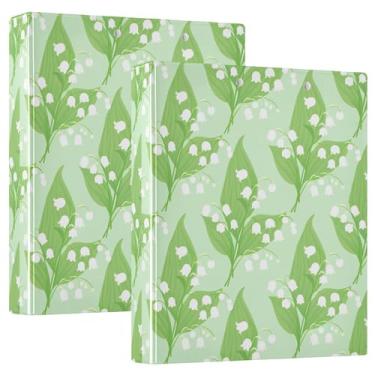 Imagem de Fichários personalizados verde lírio do vale, 3 cm, 3 anéis, 200 folhas, caderno, fichário de receitas de anel redondo, 31,5 x 27 x 6 cm, pacote com 2
