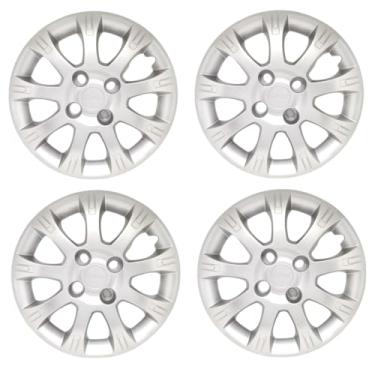 Imagem de Kit 4 Calota Aro 14 Compatível c/Roda Sandero Logan 2009 2013 - Prata