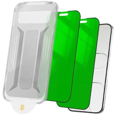 Imagem de YIEDBCX Pacote com 2 protetores de tela para iPhone Air Privacy antiespião vidro temperado gradiente verde anti luz azul fácil instalação 6,5 polegadas