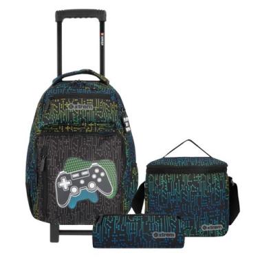 Imagem de Kit Mochila de Rodas Lancheira Estojo Video Game Escola Teen - Samsoni