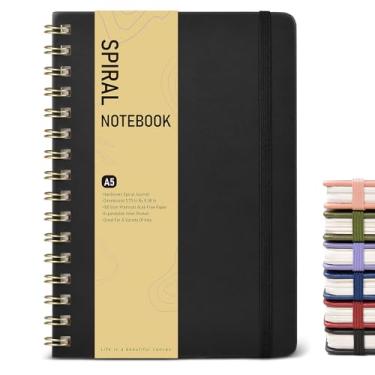 Imagem de Dotted Spiral Journal Notebook, A5 Hardcover Spiral Journals for Women Men, 100 GSM Dot Grid Paper Notebooks, 150 Pages Spiral Bullet Dotted Notebook for Writing Note Taking 5.75" x 8.38" Black