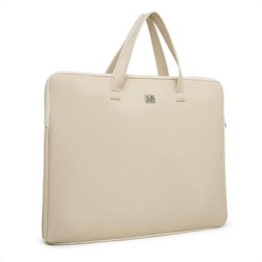 Imagem de Capa para Notebook de Couro Eco - Case Pasta Compatível com 14/15/16/17 Polegadas, Proteção Anti-Arranhões para Uso Diário, Trabalho e Viagens (Marfim)