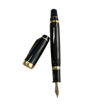 Imagem de XMKT Caneta-tinteiro de ponta retrátil exclusiva de luxo com brilho para presente, clipe de diamante de cor aleatória (E FOUNTAIN, com uma bolsa de couro)