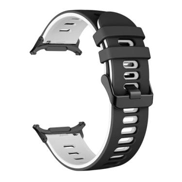 Imagem de TPUOTI Pulseira esportiva de silicone para Samsung Galaxy Watch 7 Ultra de 47 mm sem lacunas para Galaxy Watch Ultra de 47 mm (preto e branco)