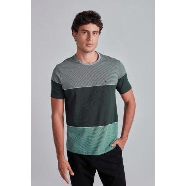 Imagem de Camiseta Malha Comfort - Cinza / Verde - HIGHSTIL, Cinza, M