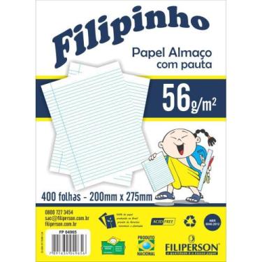 Imagem de Papel Almaco Pauta e Margem 200X275MM 56G Pacote com 400 Folhas - Fili