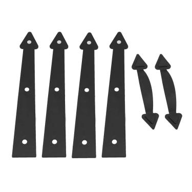 Imagem de GLOGLOW Kit de Ferragens para Porta de Garagem Com Dobradiça Decorativa, Dobradiças e Alças de Aço Carbono, Fácil Instalação, 2 Alças e 4 Dobradiças, para Portões e Portas de Madeira Diariamente