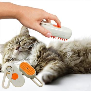 Imagem de Escova a vapor 4 em 1 para cães e gatos – Escova de cuidados com vapor, dessecamento, spray de banho e massagem, ferramenta profissional de cuidados para gatos internos e animais de estimação de pelo
