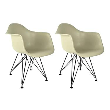 Imagem de Conjunto com 2 Cadeiras Eames com Braços Fendi - Base Eiffel Preta