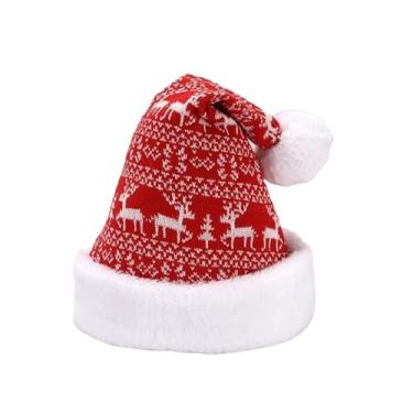 Imagem de Chapéu de Natal de lã tricotado 30 * 40 cm chapéu de inverno adulto decoração atmosfera de Natal layout (2 peças, tipo f)