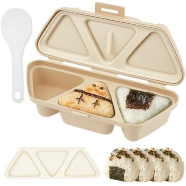 Imagem de Molde de Onigiri 6 em 1 com colher de arroz Antiaderente Triângulo Onigiri Molde Uma vez Faça Rapidamente 6 peças Máquina de Bola de Arroz de Algas Marinhas Multifuncional para Fazer e Armazenar Sushi