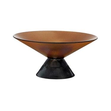 Imagem de Tigelas de frutas de vidro simples e moderno decoração prato de frutas sala de estar bandeja de decoração de mesa bandeja de armazenamento lanche tigela de doces tigela de frutas decorativa (cor