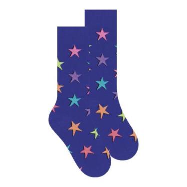 Imagem de Meia Selene Street Cano Longo Feminina - Azul 34-39, Azul, 34-39