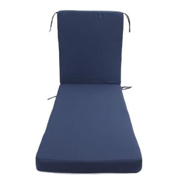 Imagem de Aramox Almofada para Espreguiçadeira, Espuma de Alta Densidade Com Tecido de Poliéster de Secagem Rápida e Capa Removível de Design Com Zíper e Gravatas para Pátio Externo, Piscina de (azul-marinho)